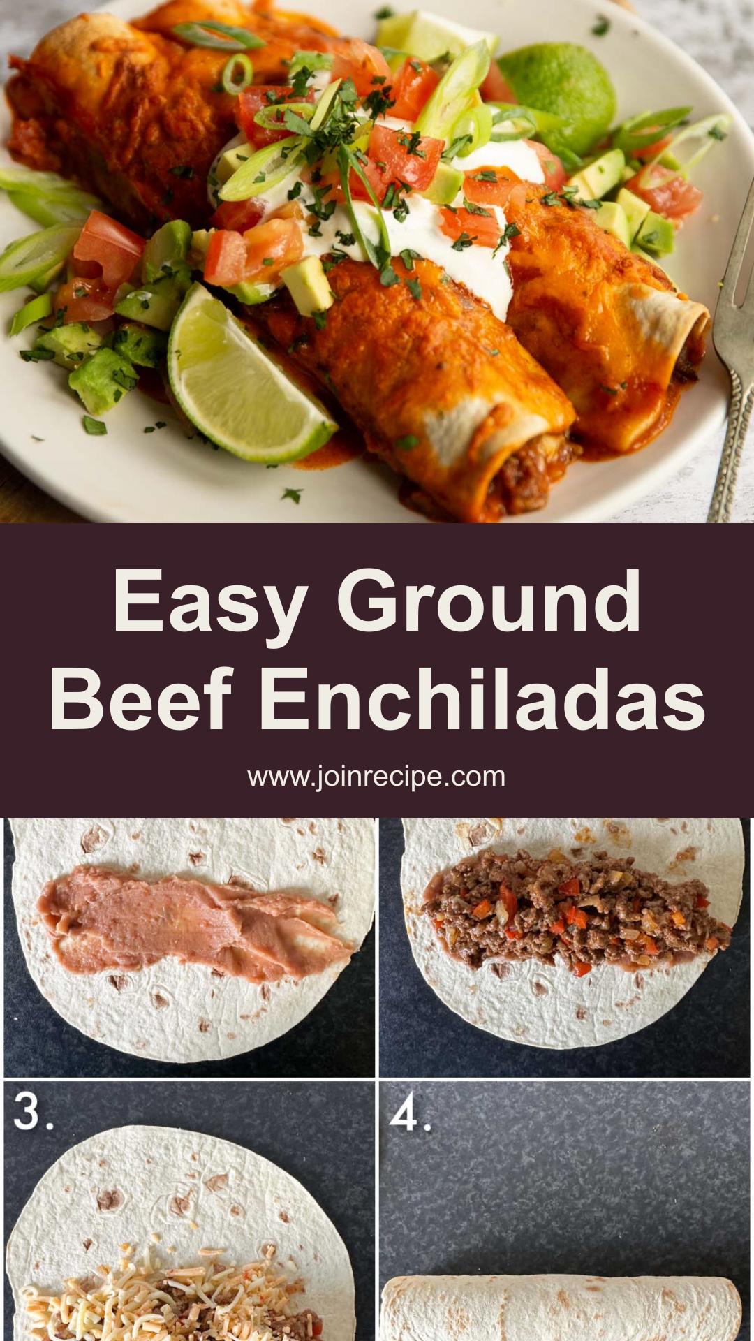 Ground Beef Enchiladas with Homemade Red Sauce and Golden Cheese — pin 3