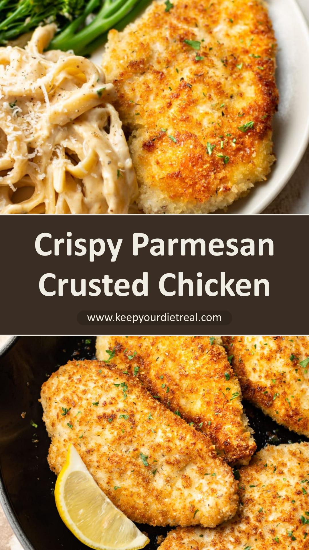 Parmesan Crusted Chicken with Crispy Panko Breading — pin 1
