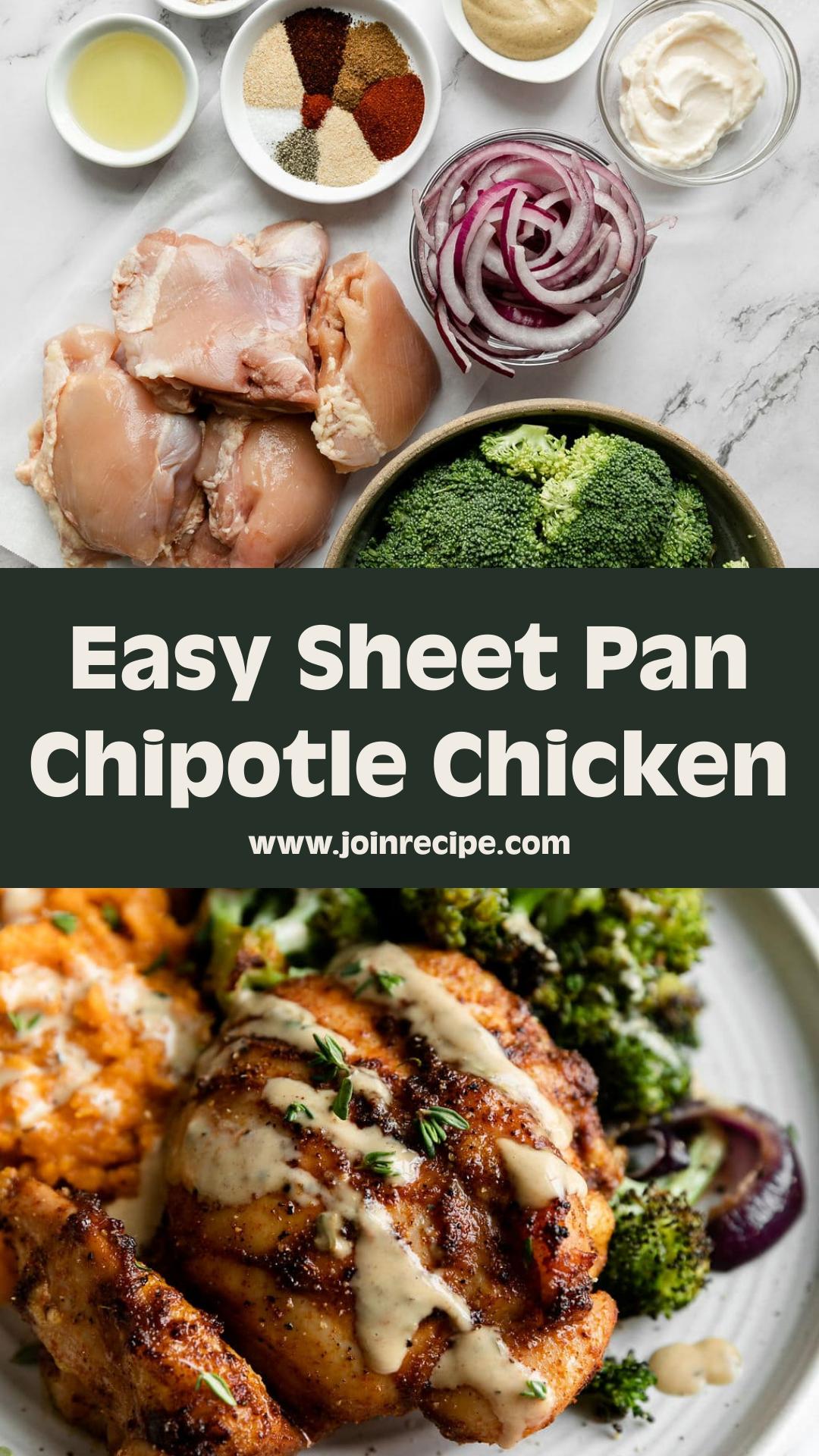 Sheet Pan Chipotle Chicken Thighs with Broccoli and Honey-Mustard Sauce — pin 1