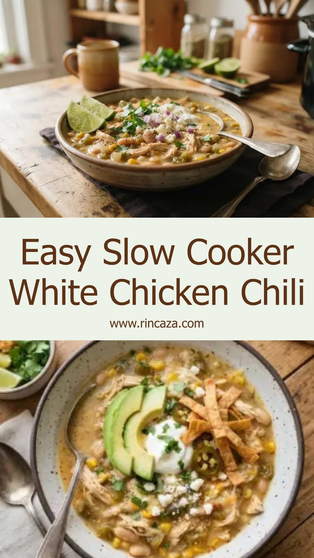 Slow Cooker White Chicken Chili: Hearty Comfort in a Creamy Broth — pin 1