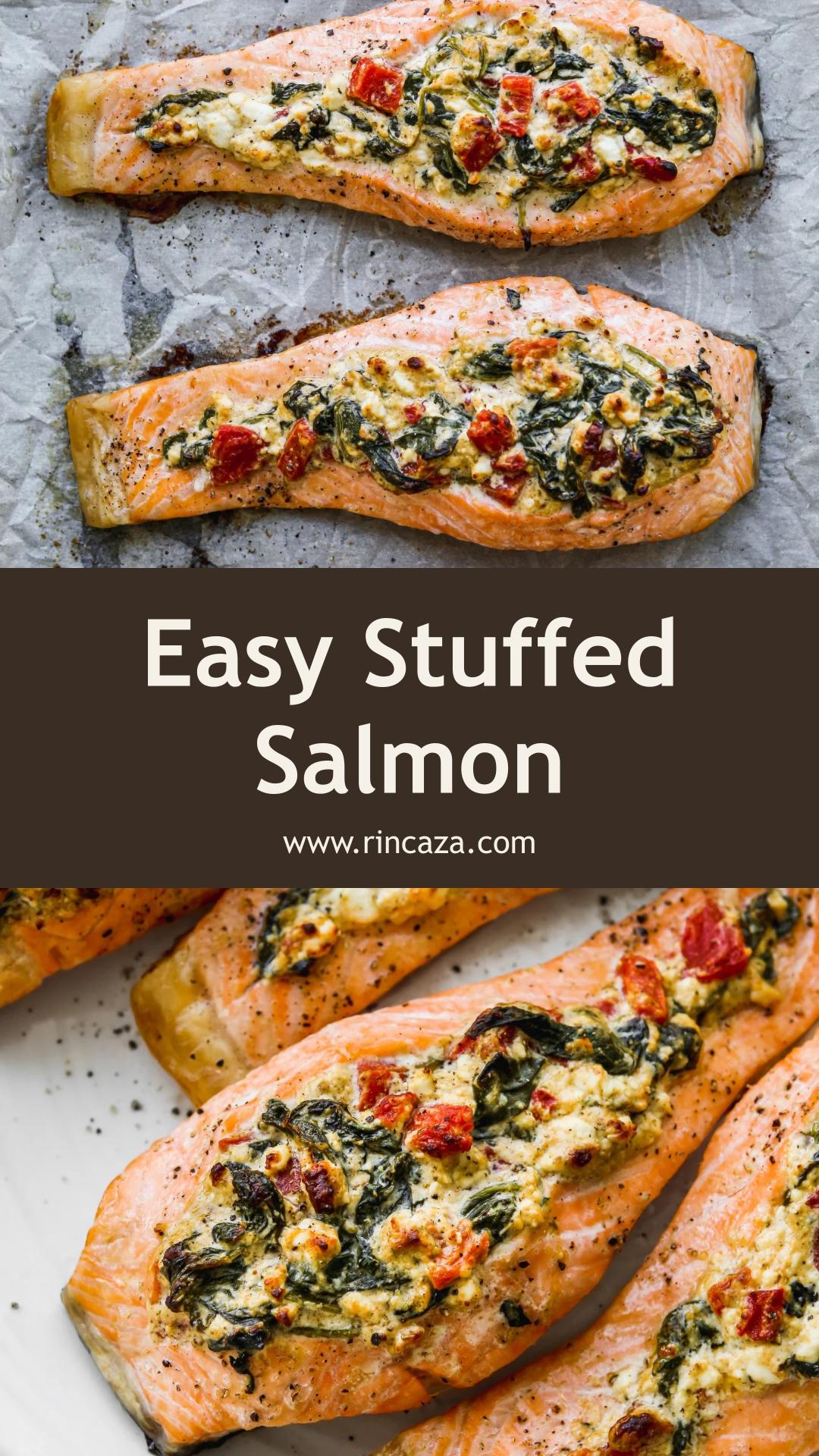 Stuffed Salmon With Spinach, Feta, and Roasted Red Peppers — pin 3