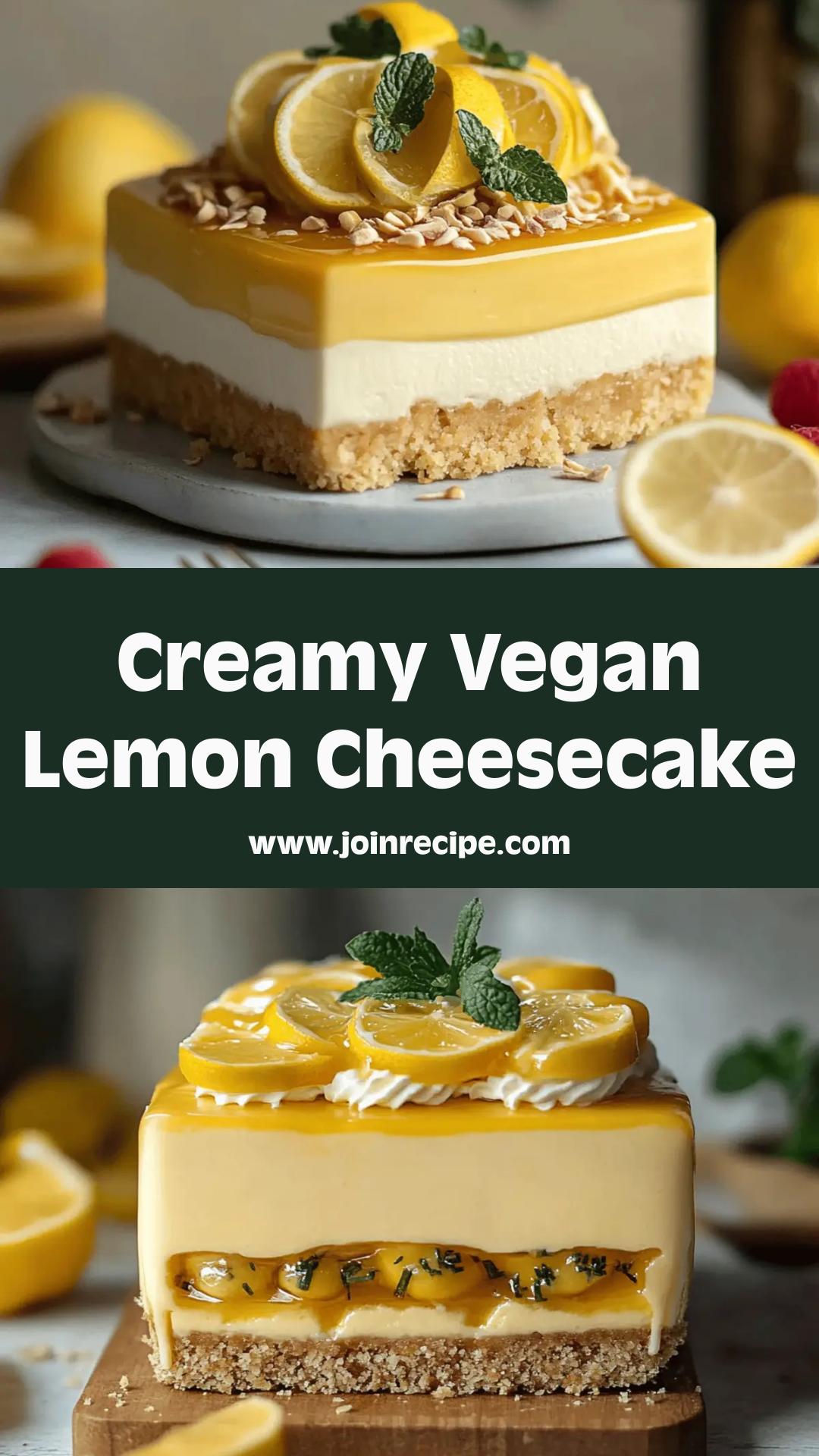 Vegan Lemon Cheesecake: Creamy Citrus Delight for Guilt-Free Indulgence — pin 1