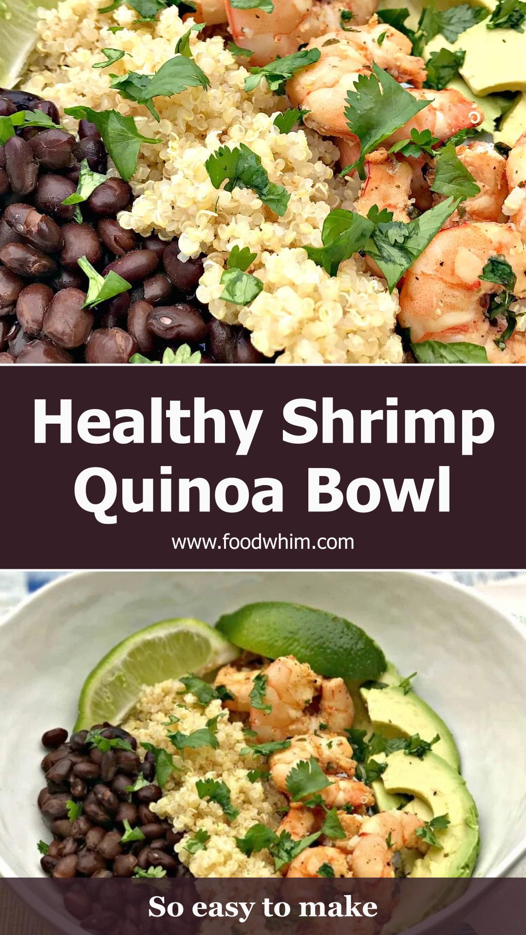 Cilantro Lime Shrimp Quinoa Bowl with Black Beans and Avocado — pin 1