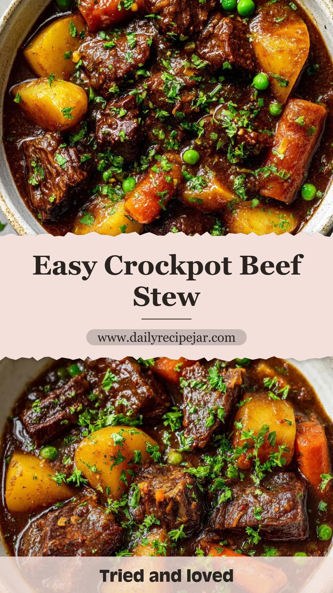 Crockpot Beef Stew with Potatoes, Carrots, and Dark Gravy — pin 2