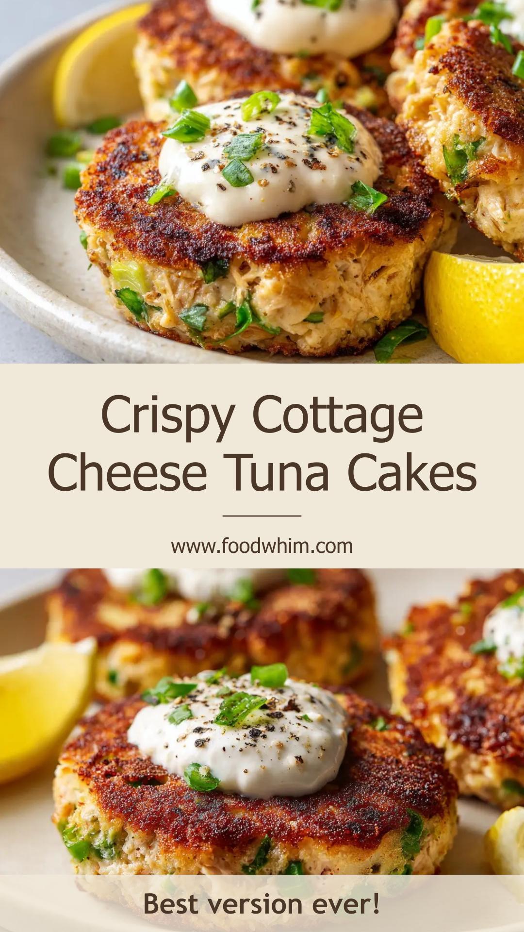 Cottage Cheese Tuna Cakes with Lemon White Sauce — pin 1