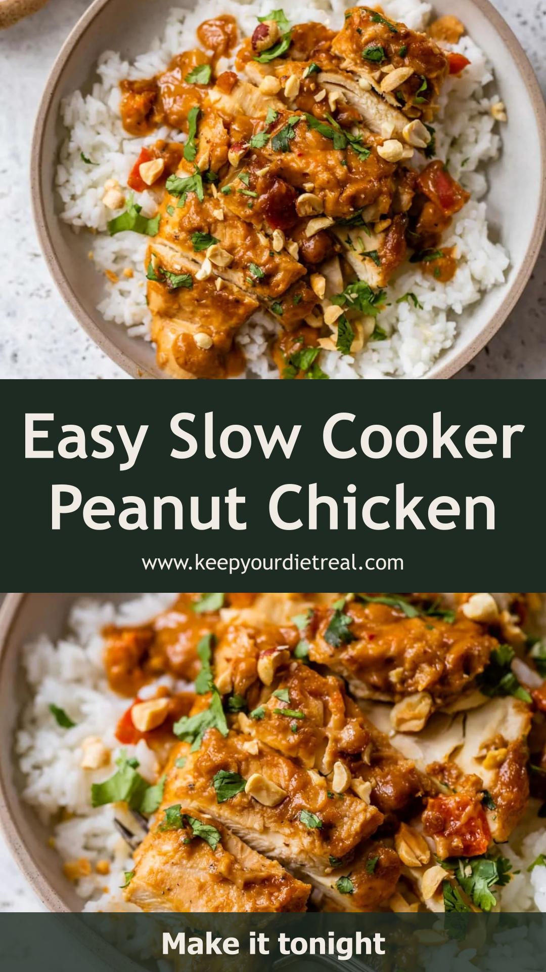 Slow Cooker Peanut Chicken With Thai-Inspired Peanut Sauce — pin 1