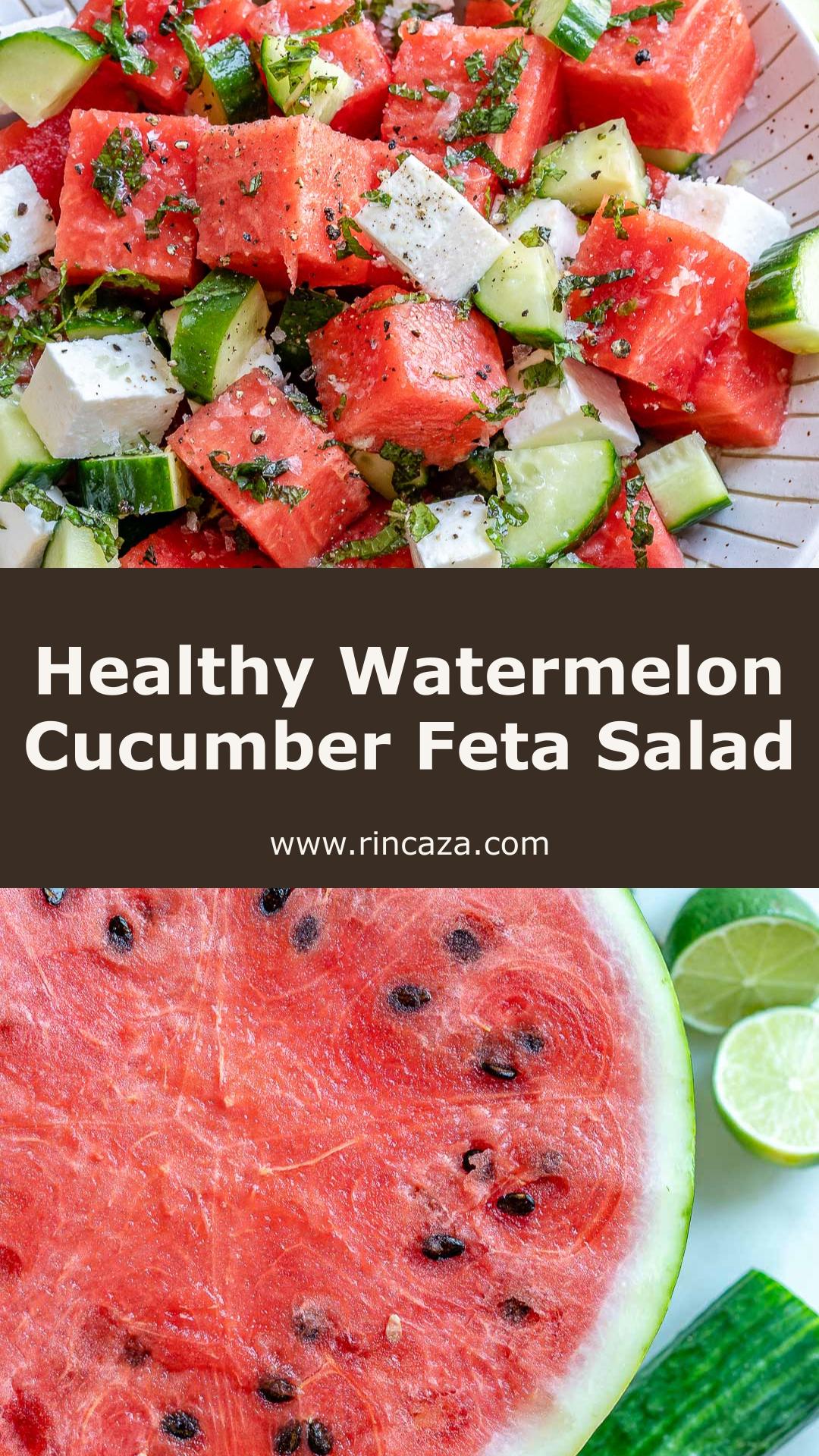 Watermelon Cucumber Feta Salad With Fresh Mint and Lime — pin 2