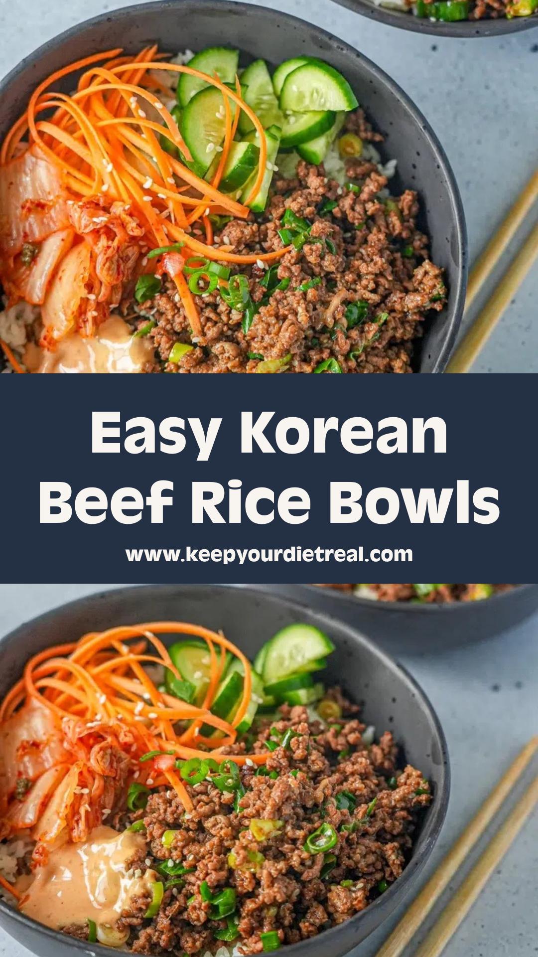 Korean Beef Rice Bowls With Creamy Gochujang Mayo and Kimchi — pin 2