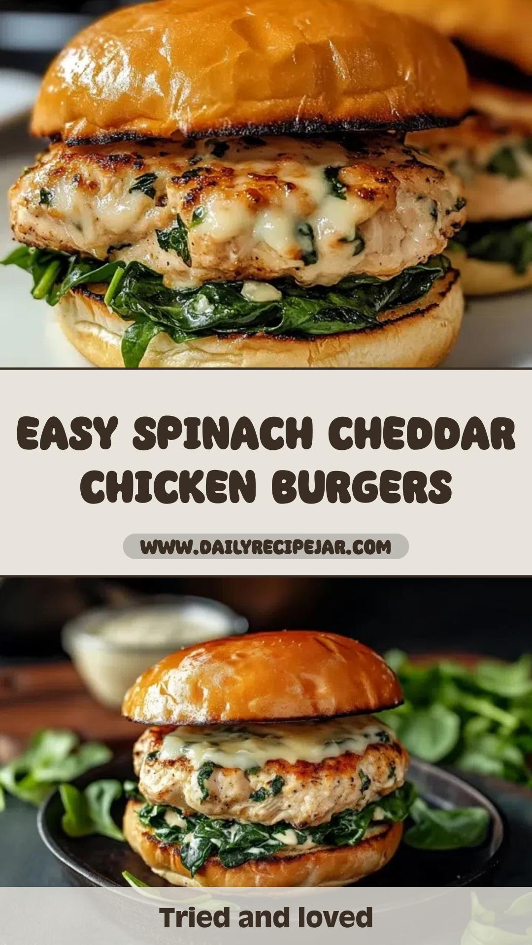 White Cheddar and Spinach Chicken Burgers with Tender Ground Chicken — pin 2