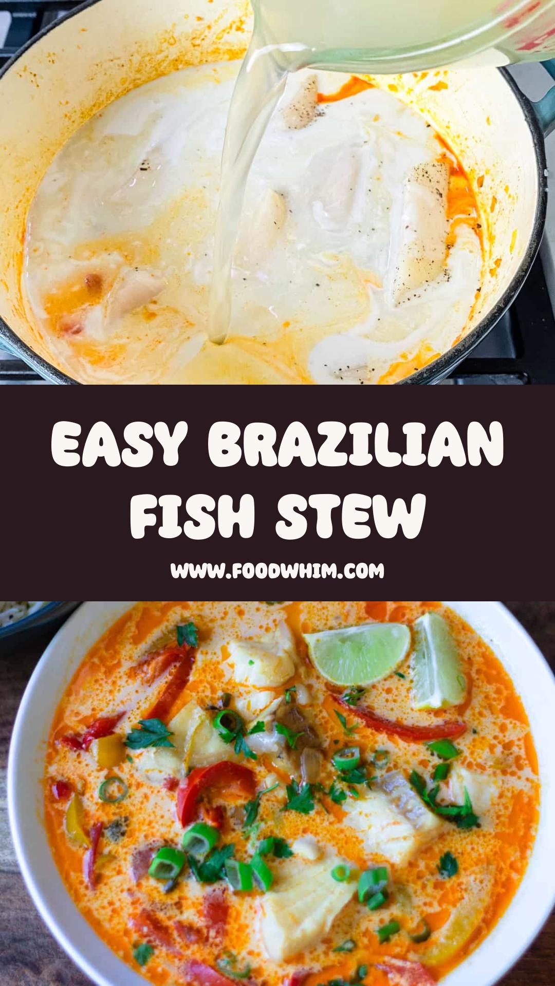 Moqueca Brazilian Fish Stew with Coconut Milk, Peppers, and Lime — pin 1