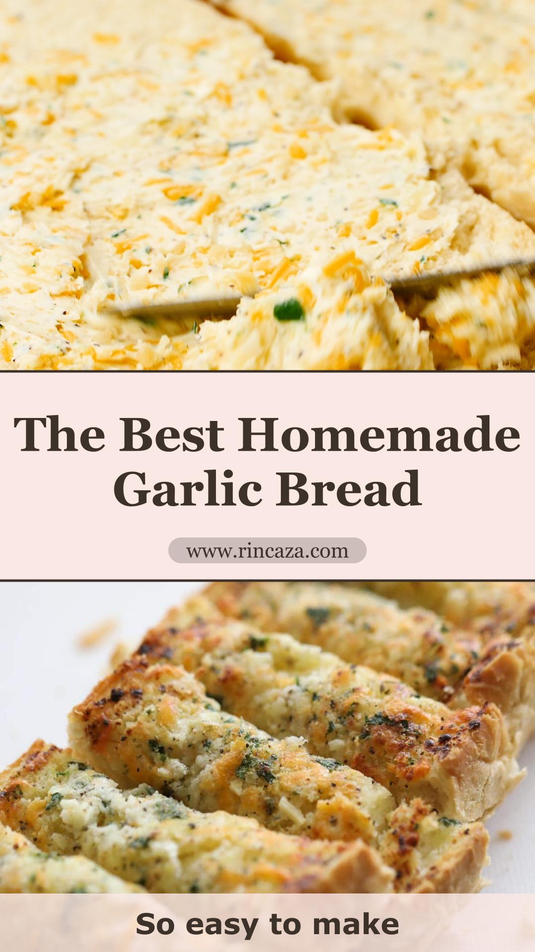 Homemade Garlic Bread with Crisp Golden Edges and Cheesy Garlic Butter — pin 1