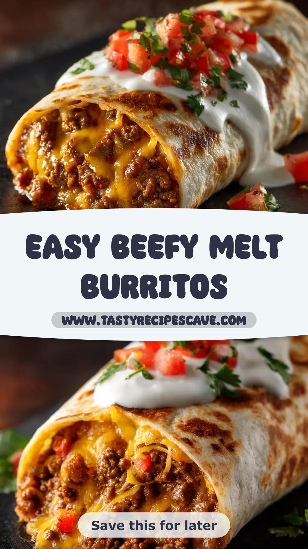 Beefy Melt Burritos with Seasoned Beef and Nacho Cheese — pin 1