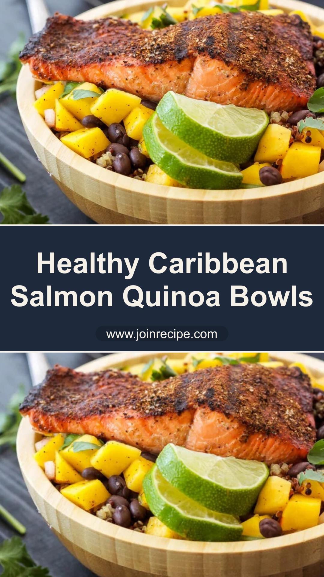Caribbean Salmon Quinoa Bowls with Fresh Mango Salsa — pin 1