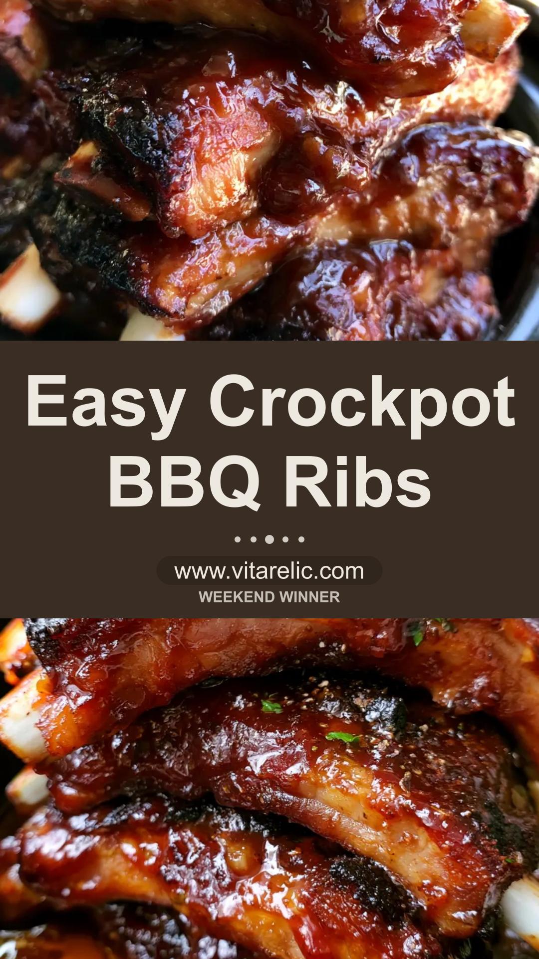 Crockpot BBQ Ribs with Mahogany Glaze — pin 1