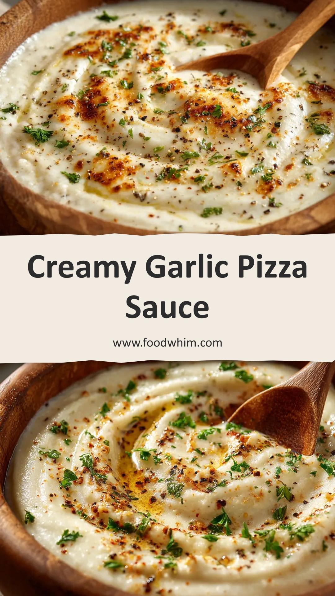Garlic Sauce for Pizza with Parmesan and Fresh Garlic — pin 1