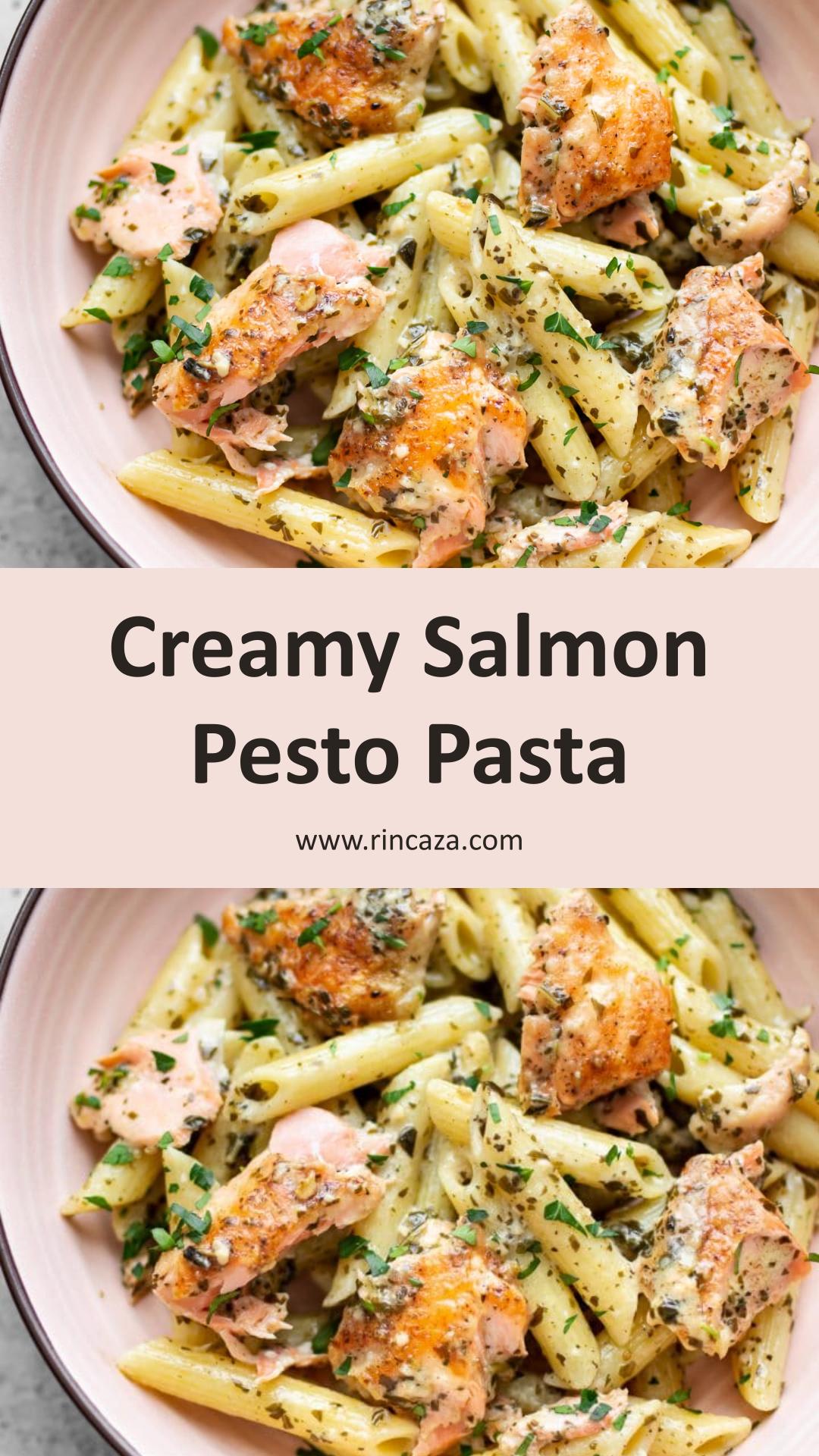 Salmon Pesto Pasta with Lemon Cream Sauce — pin 3