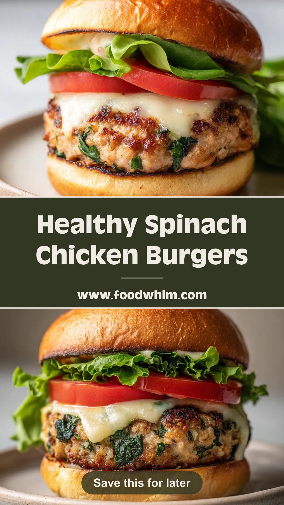 Spinach Chicken Burgers with Oozing Cheddar Pockets — pin 1