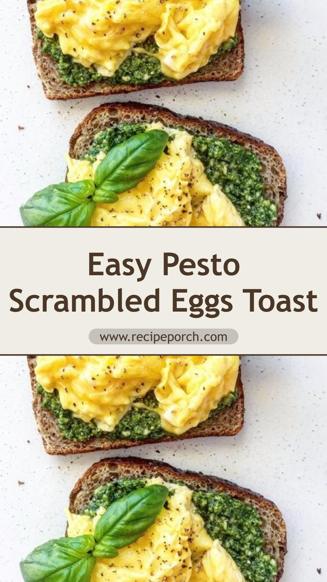 Quick Pesto & Scrambled Eggs on Toast with Savory Herb Flavor — pin 1