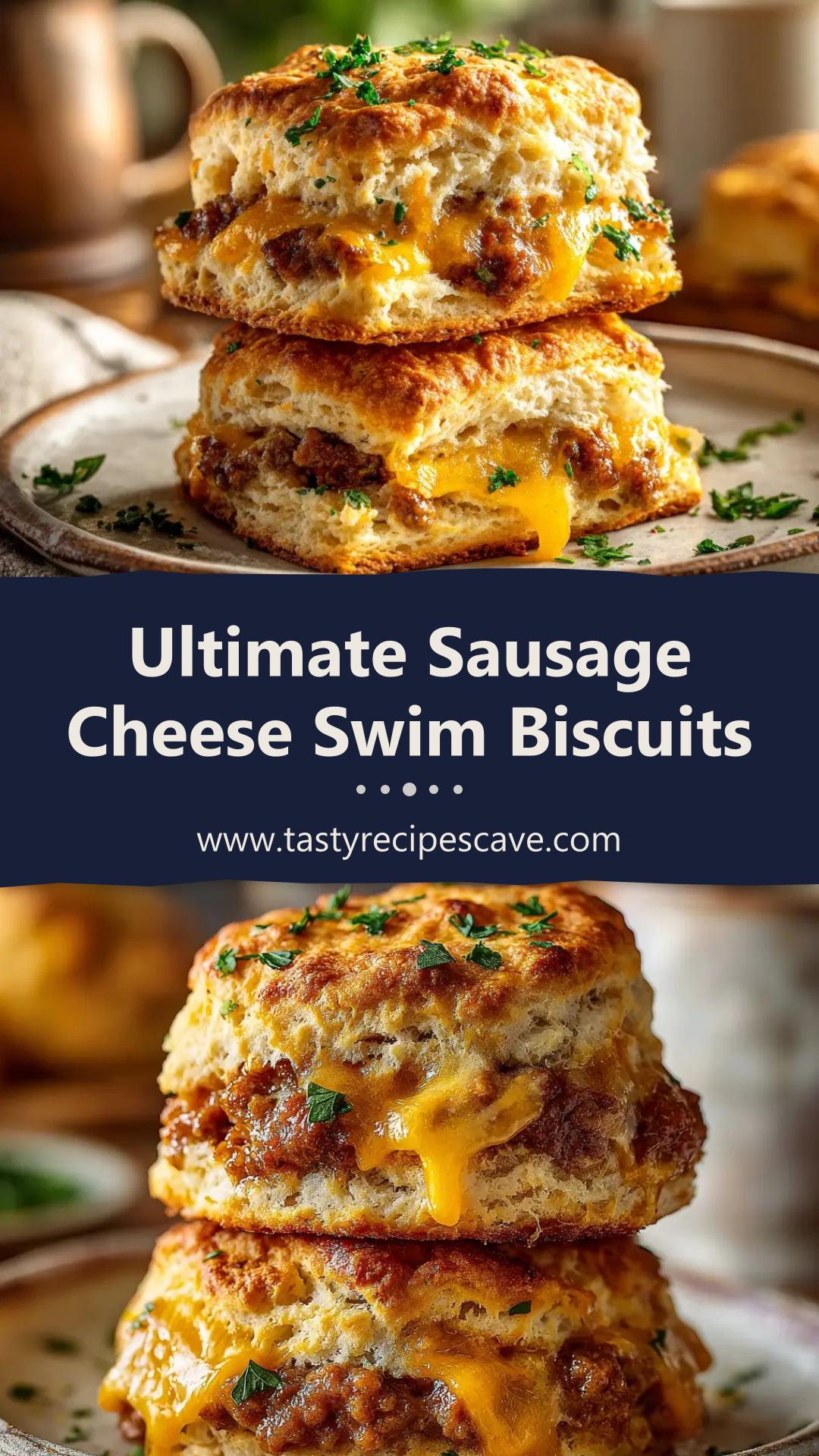Sausage Cheese Butter Swim Biscuits with Sharp Cheddar — pin 2