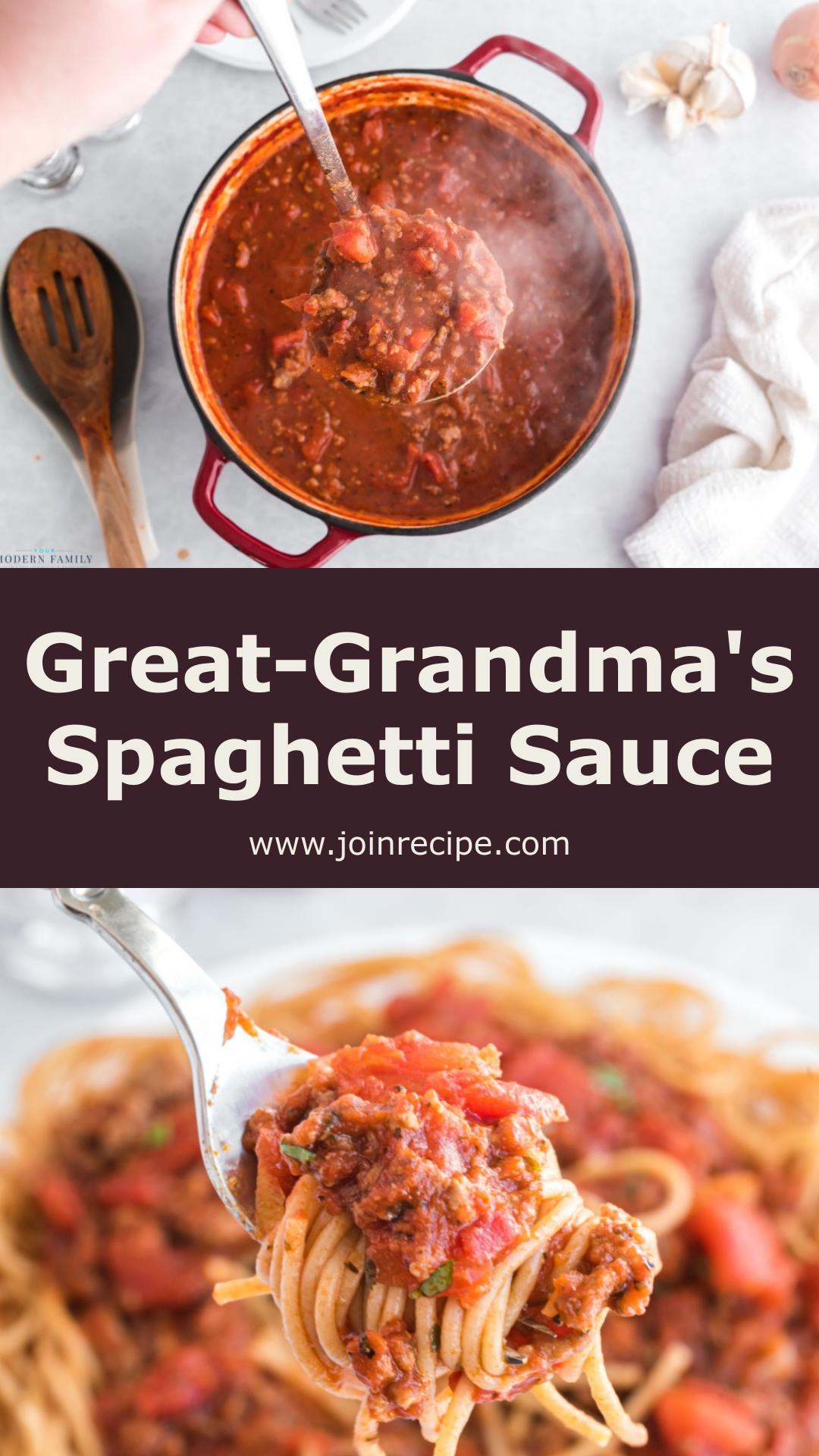 Great-Grandma's Homemade Spaghetti Sauce: Authentic Italian Comfort Food — pin 1