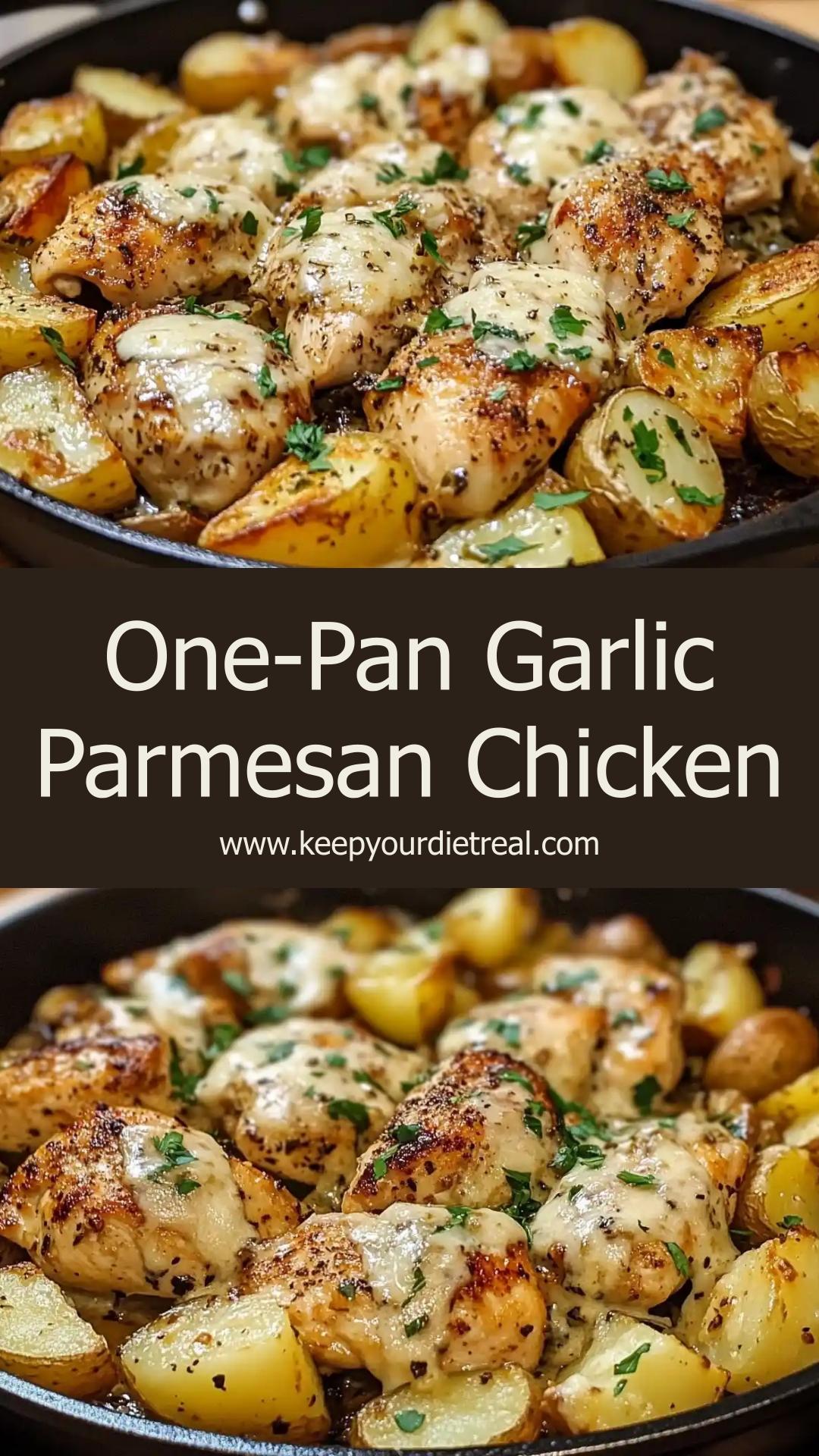 Garlic Parmesan Chicken and Potatoes Skillet: A One-Pan Comfort Meal — pin 1