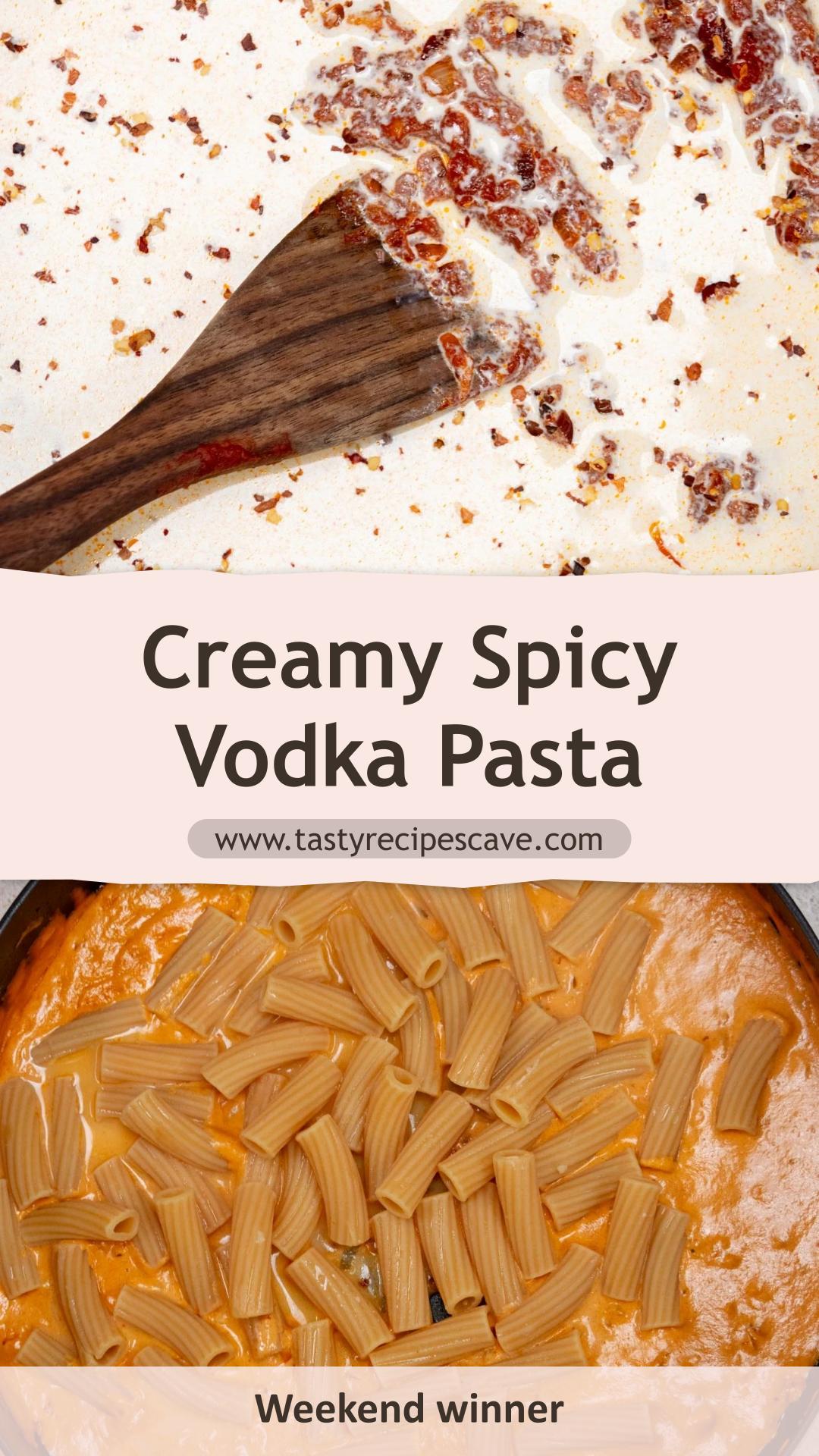 Spicy Vodka Pasta with Deep Red Tomato Sauce — pin 1