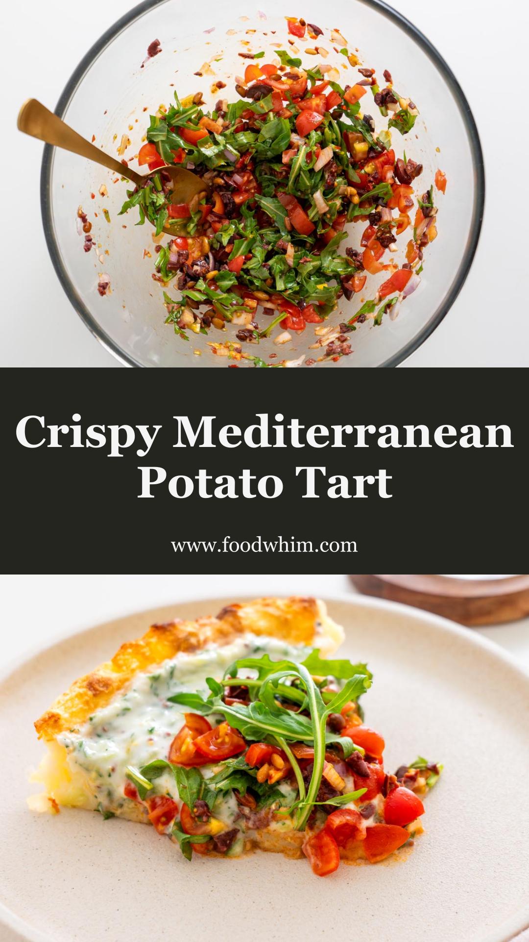 Mediterranean Potato Crust Tart with Vegan Tzatziki and Olive Mix — pin 1