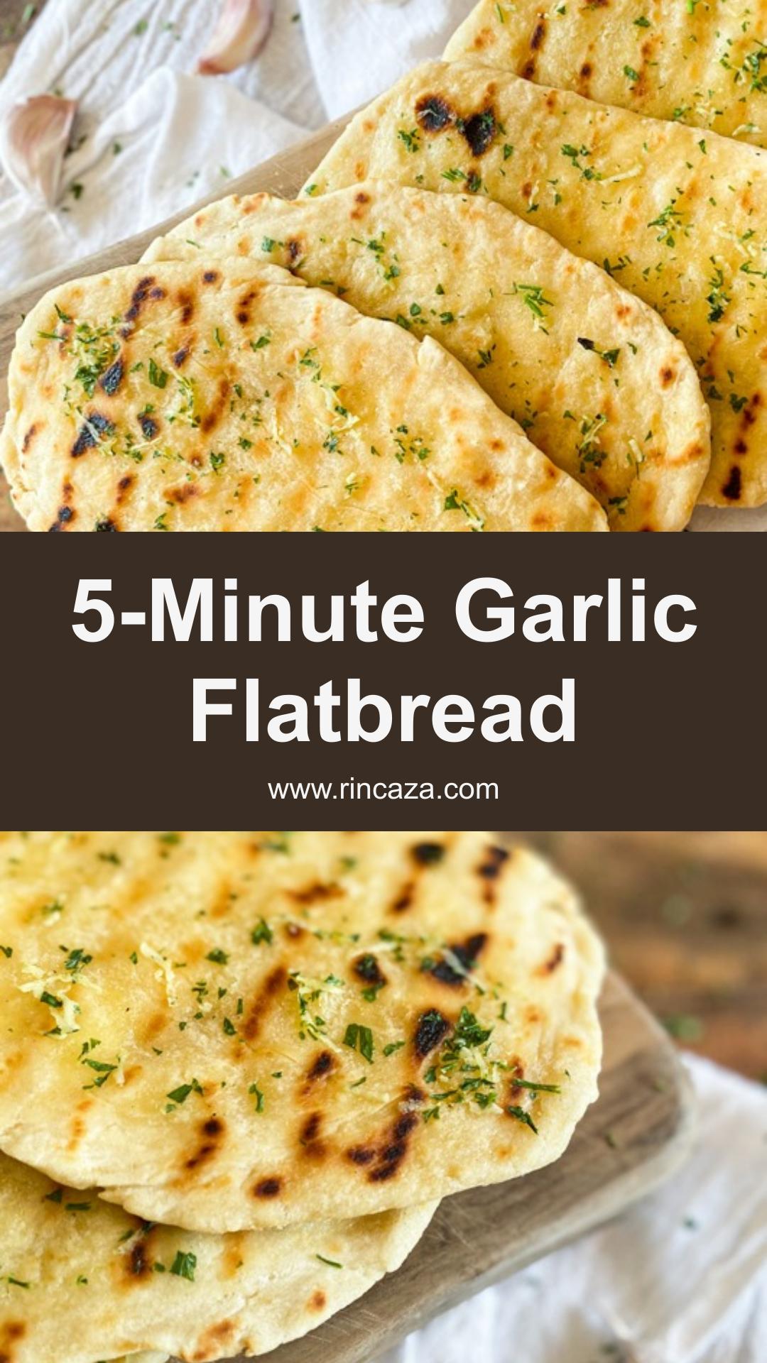 5-Minute Garlic Flatbread With Olive Oil, Parsley, and Fresh Garlic — pin 3