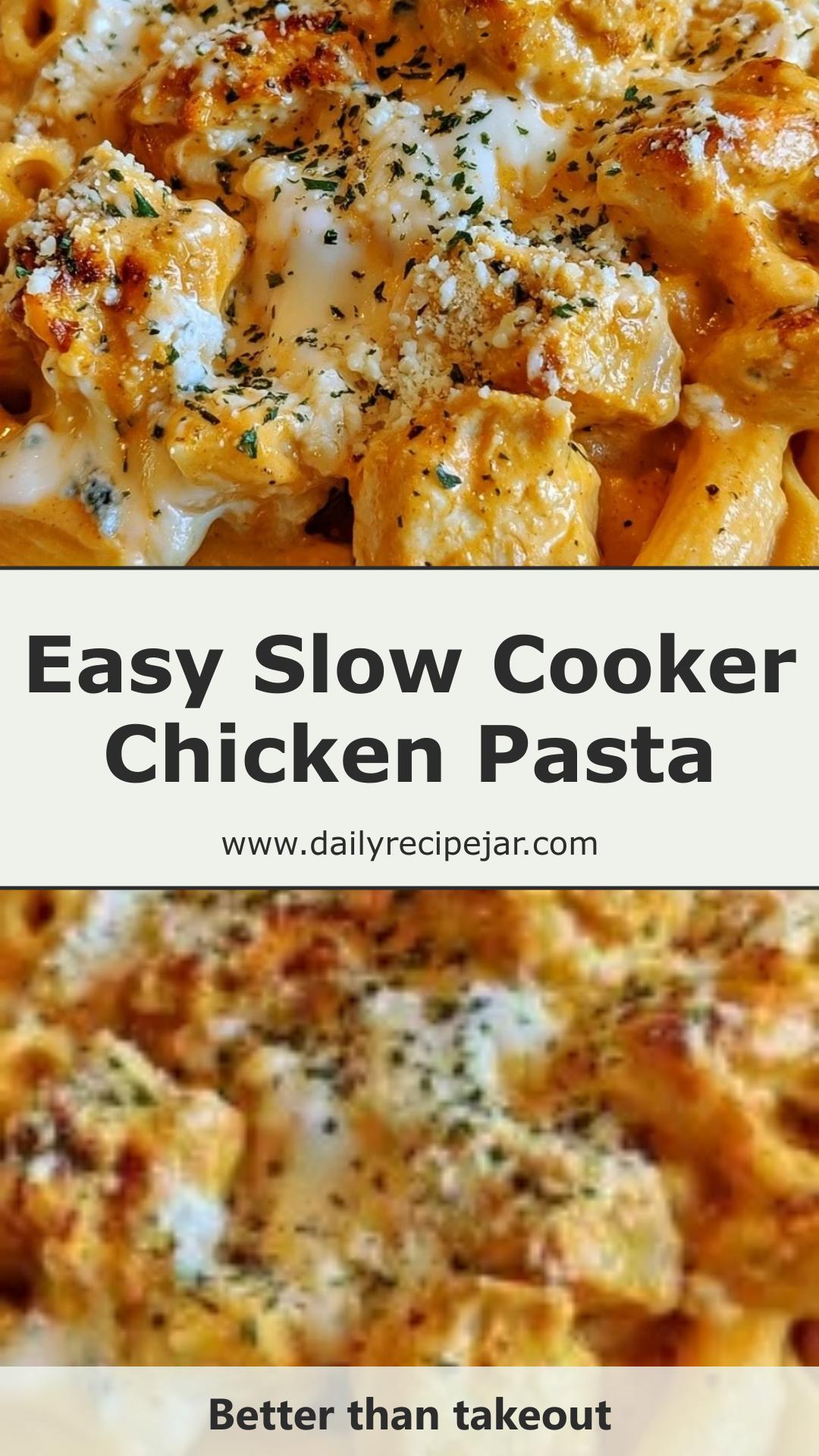 Slow Cooker Creamy Chicken Pasta with Tender Shredded Chicken — pin 1