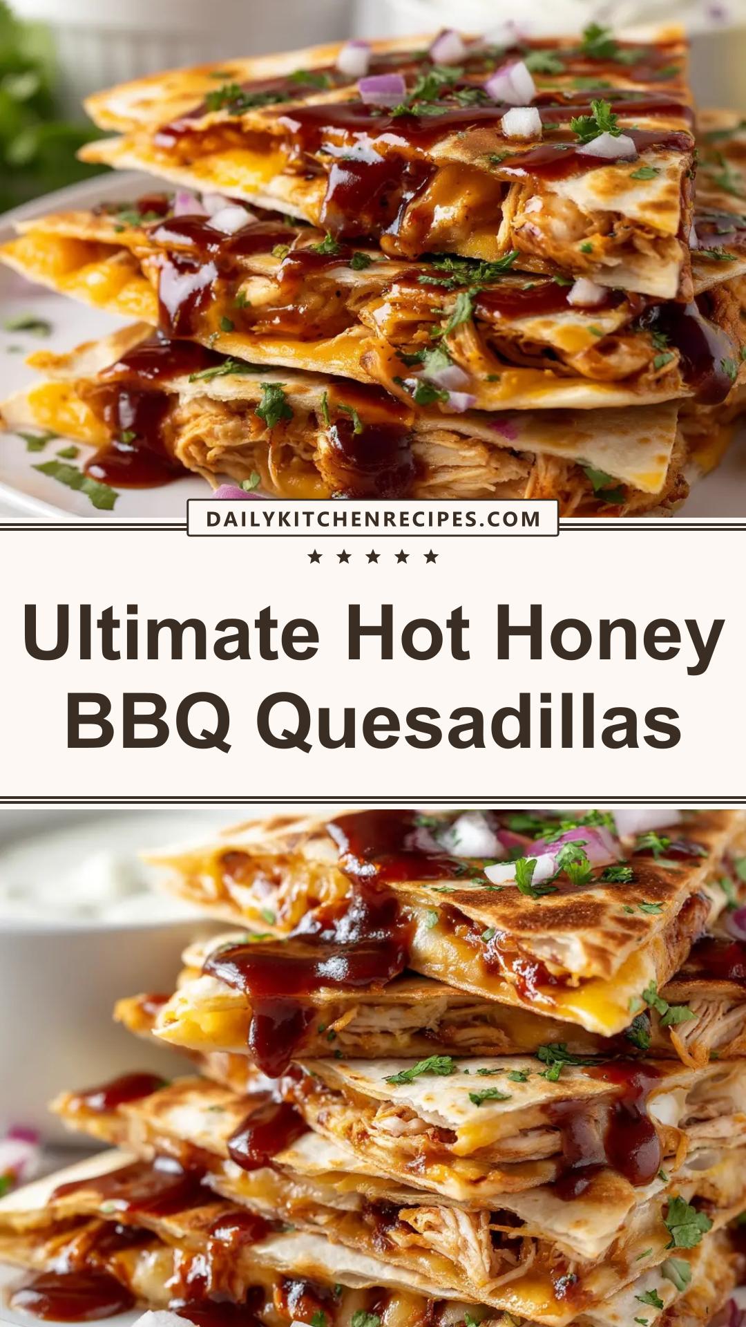 Hot Honey BBQ Chicken Quesadillas with Monterey Jack and Cheddar — pin 2