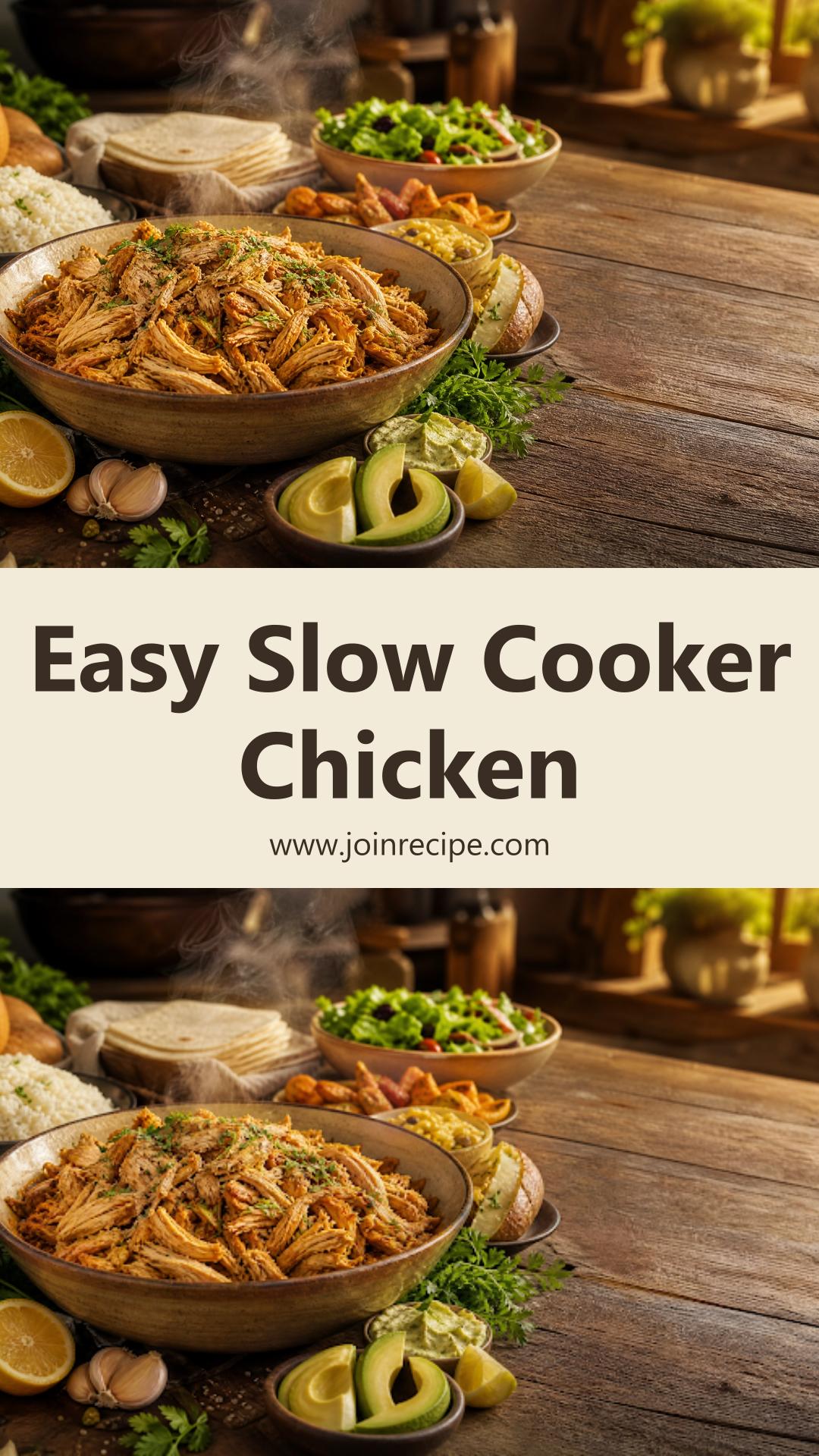Slow Cooker Chicken: Easy, Juicy Crockpot Dinner — pin 1
