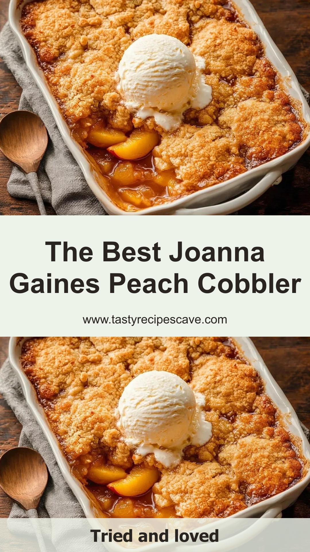 Joanna Gaines Peach Cobbler with Juicy Peaches and Buttery Golden Topping — pin 2