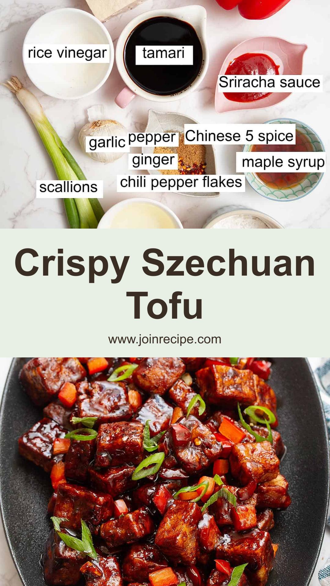 Crispy Szechuan Tofu with Tangy Spicy Maple Glaze — pin 1