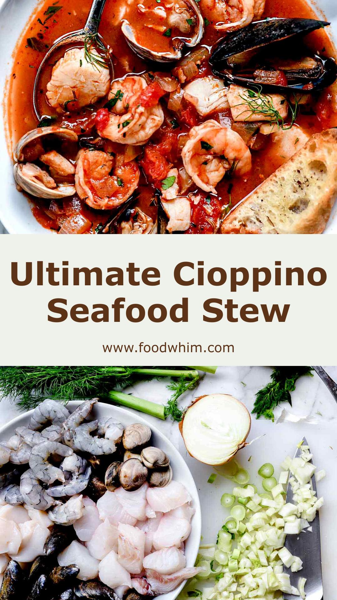 Cioppino Seafood Stew with Fennel Tomato Broth and Shellfish — pin 1