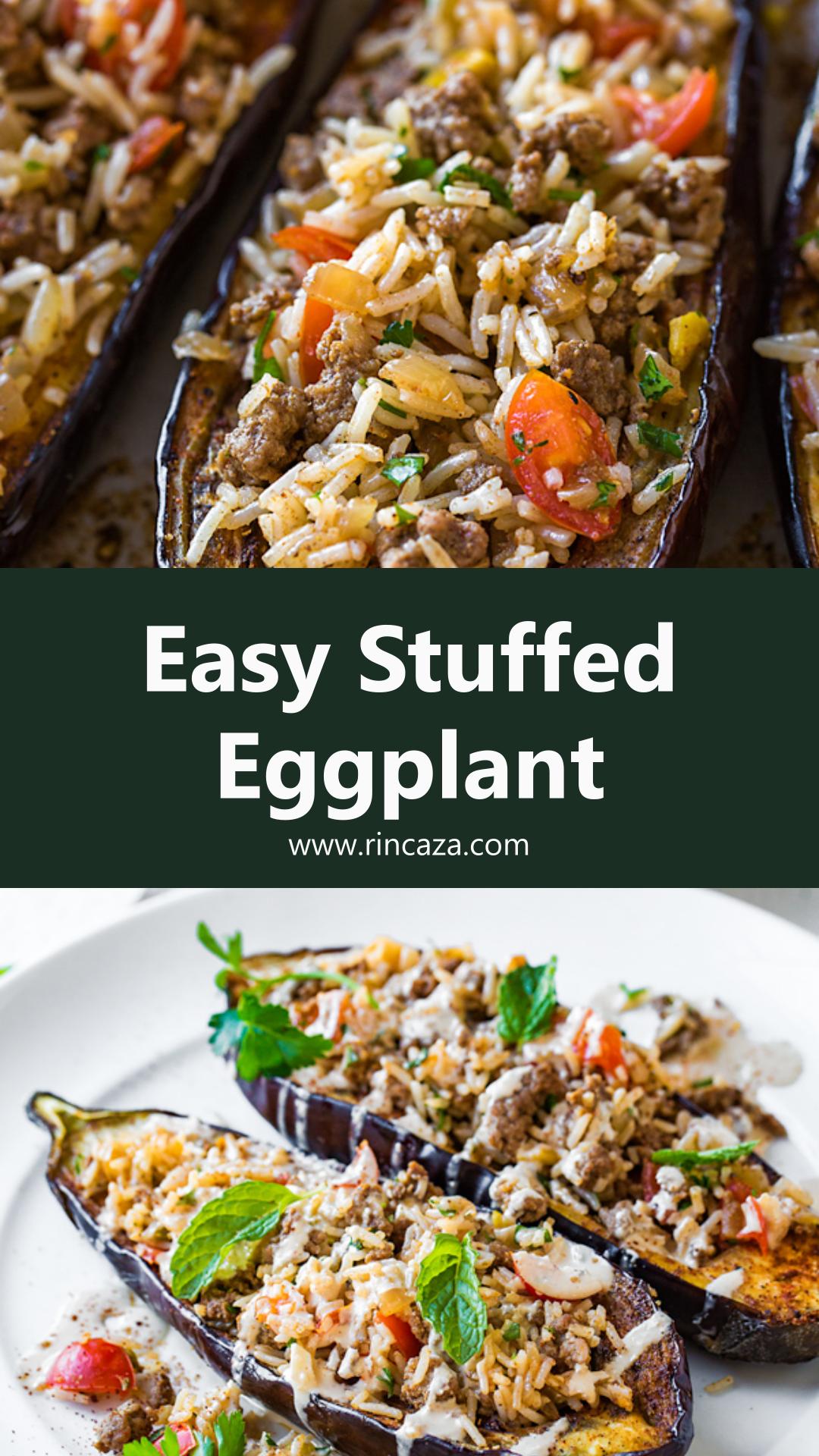 Stuffed Eggplant with Warm-Spiced Beef and Garlic Tahini Sauce — pin 2