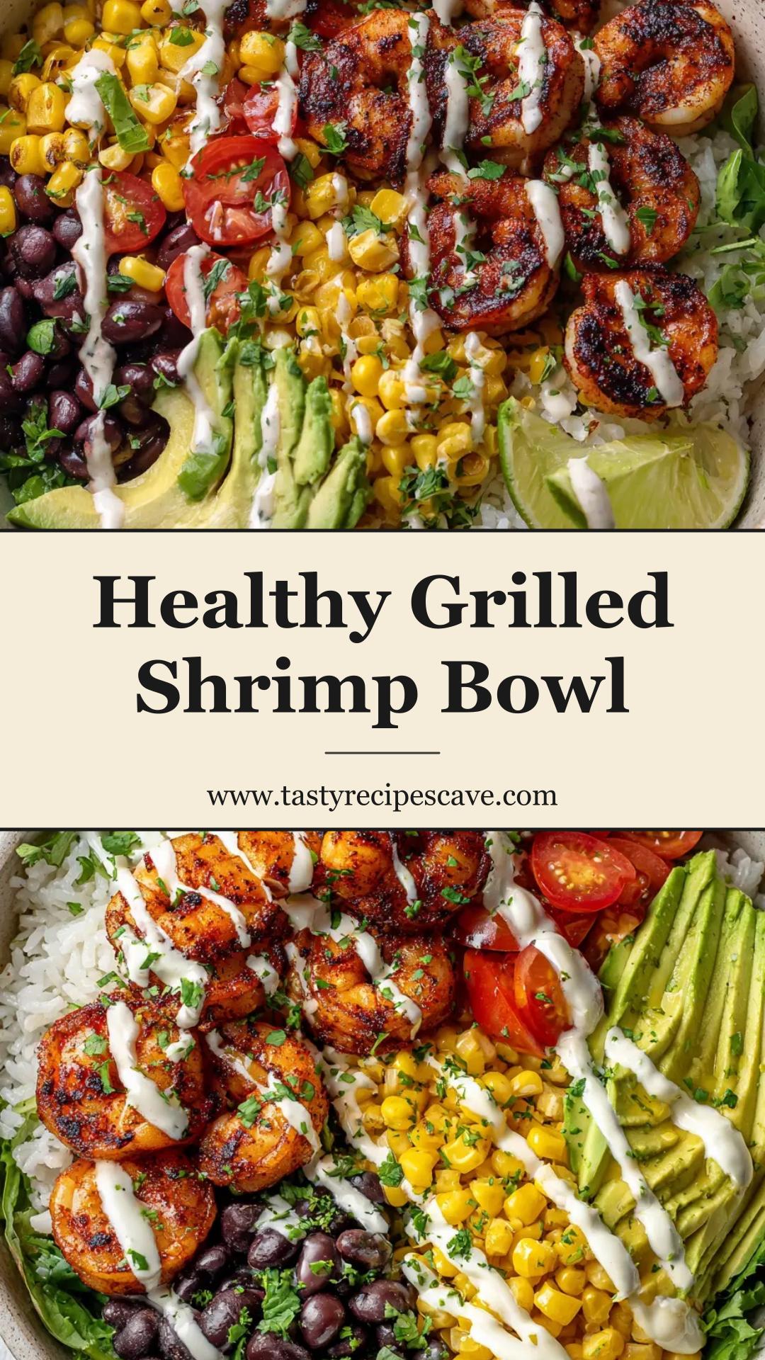 Grilled Shrimp Bowl with Fire-Roasted Corn and Lime Crema — pin 1