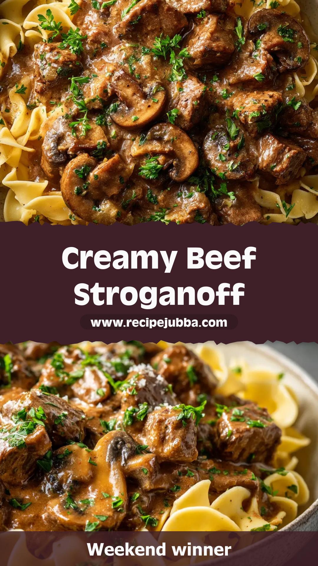 Beef Stroganoff with Sirloin and Cremini Mushrooms — pin 1